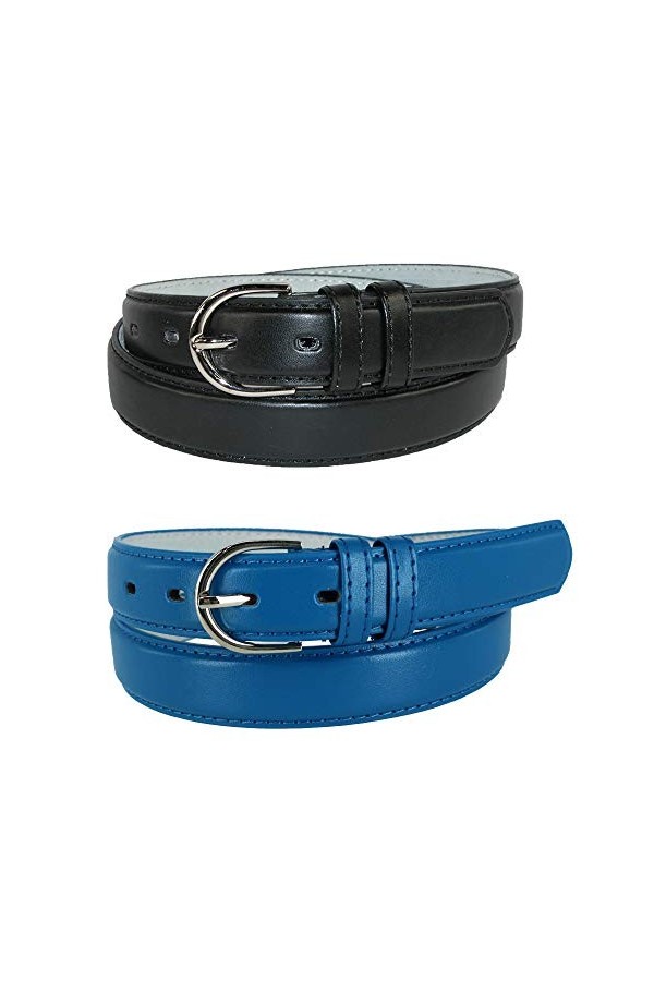 CTM Ceinture en cuir pour femme 2 couleurs 1 1/8" - Bleu - Medium