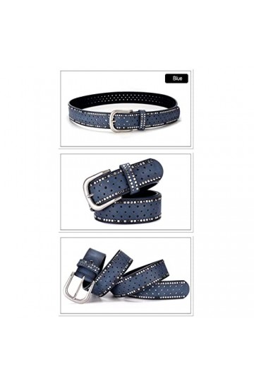 Vintage Lady Ceinture Évider Rivet Femelle Ceintures Large 3.5cm Ceinture jeans ceinture vêtements accessoires, Bleu