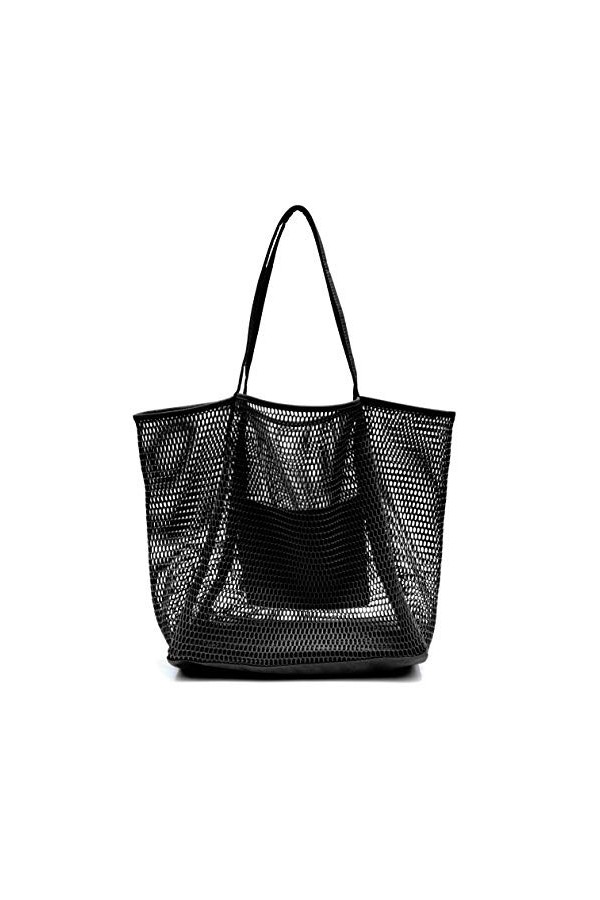 Hoxis Mesh Beach Tote Sac à main pour femme Blanc