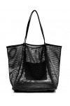 Hoxis Mesh Beach Tote Sac à main pour femme Blanc