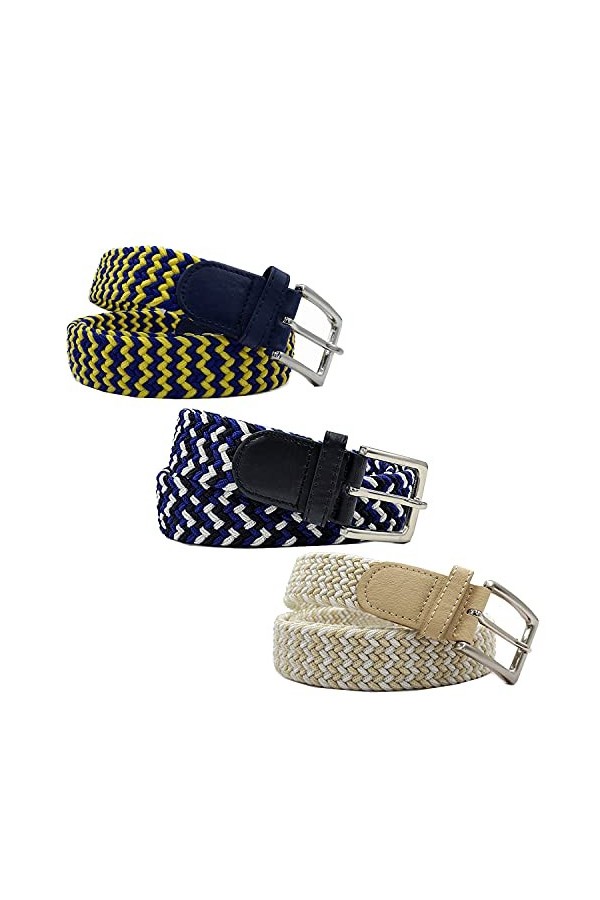 Gloop Ceinture élastique tressée unisexe - Largeur : environ 3,5 cm - Taille : 105 cm - 110 cm - 115 cm - 120 cm - 130 cm - 1