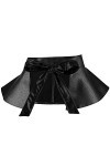 KYEYGWO Ceinture large en cuir synthétique pour femme, ceinture Obi noire, ceinture volantée, ceinture à lacets, bowknot tail