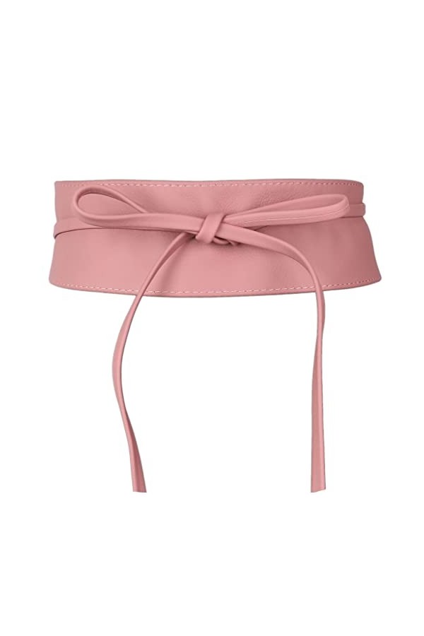 irisaa Ceinture de taille en cuir pour femme - Large ceinture Obi à lacets - Ceinture en cuir véritable - Ceinture de fête - 