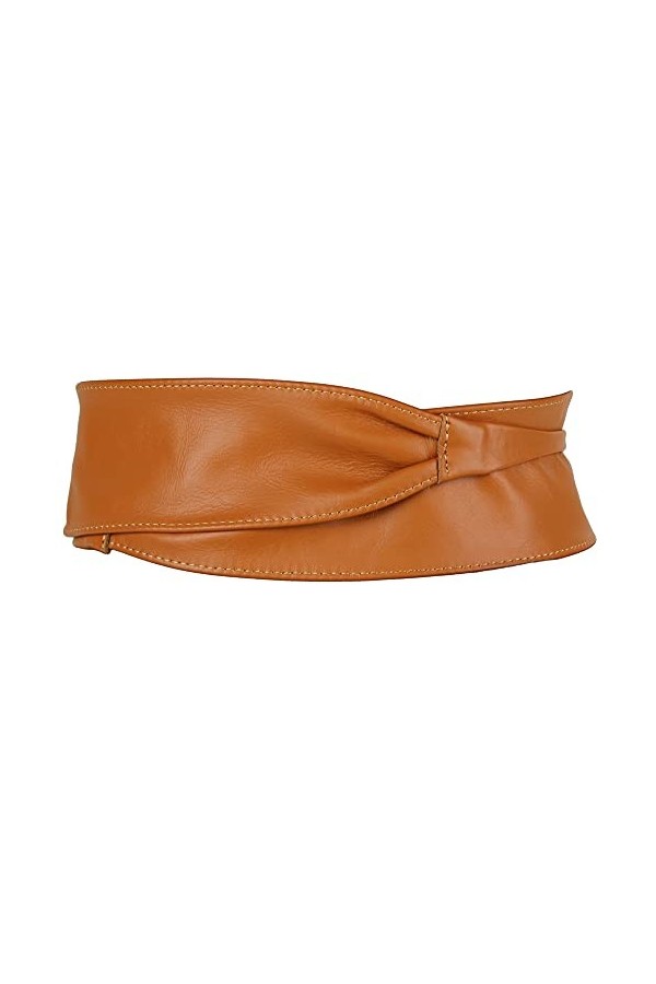 irisaa Ceinture de taille en cuir pour femme - Large ceinture Obi à lacets - Ceinture en cuir véritable - Ceinture de fête - 
