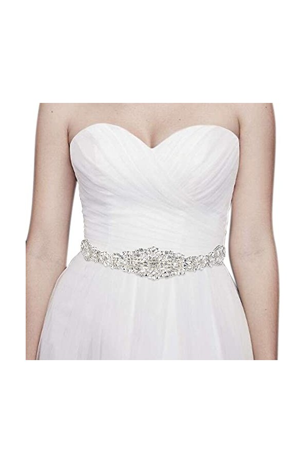 EVER FAITH Ceinture Adjustable Femme Goutte deau Grand Bijou Accessoire Mariage Cristal Strass