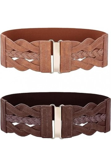 GRACE KARIN Ceinture élastique large pour femmes Ceintures pour robes, Marron+café, L