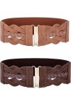 GRACE KARIN Ceinture élastique large pour femmes Ceintures pour robes, Marron+café, L