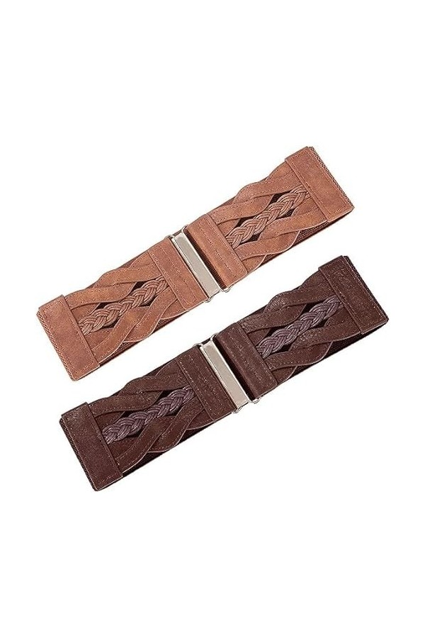 GRACE KARIN Ceinture élastique large pour femmes Ceintures pour robes, Marron+café, L