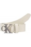 Calvin Klein Round Mono LTHR Silv Belt 30MM Ceintures, Ivory, 130 Femme