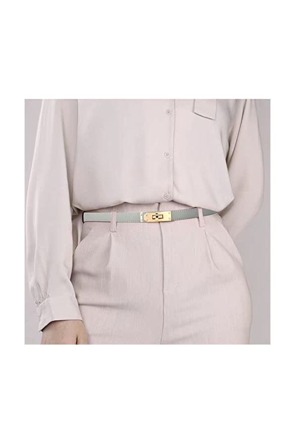LumiSyne Femme Ceinture En Cuir Fine Couleur Unie Classique Fermoir Tourniquet En Alliage Femme Ceintures En Cuir Réglable Ce