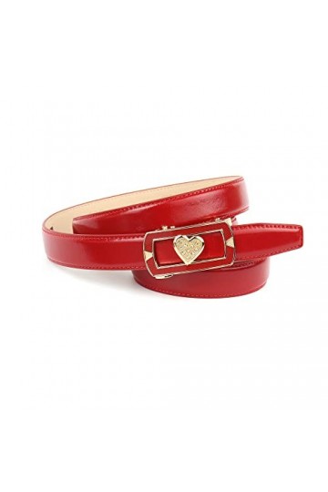 Anthoni Crown Ceinture en Cuir, Rouge, 85 cm Femme