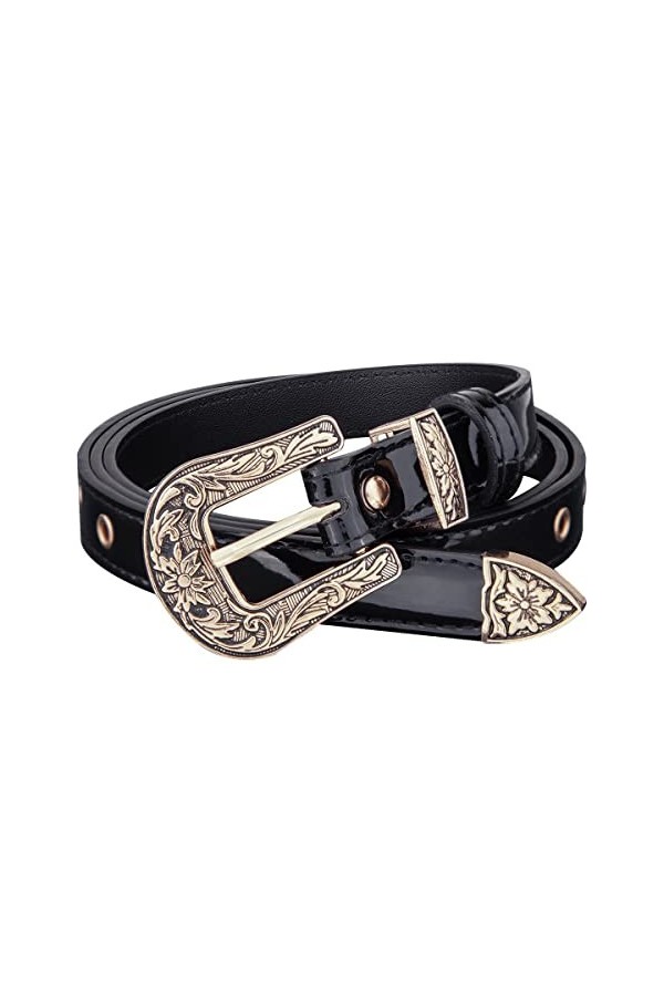 KYEYGWO Ceinture en cuir pour femme avec boucle ardillon vintage réglable en cuir PU pour jeans, pantalons et robes, Rouge, M