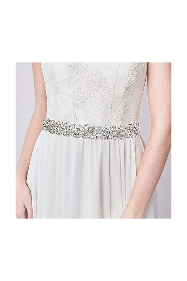 EVER FAITH Ceinture de mariée, ceinture de mariage, ceinture de cristal pour robe de demoiselle dhonneur, robe de bal, robe 
