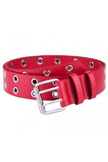 KYEYGWO Ceinture en cuir pour pantalon jean, double œillet, ceinture punk pour femme avec boucle ardillon pour 70,1 cm à 96,5