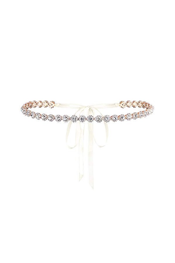 EVER FAITH Ceinture Femme Accessoire Bijou Style Simple Délicat Ajustable Robe Cérémonie Mariage Cristal Autrichien Strass Ru