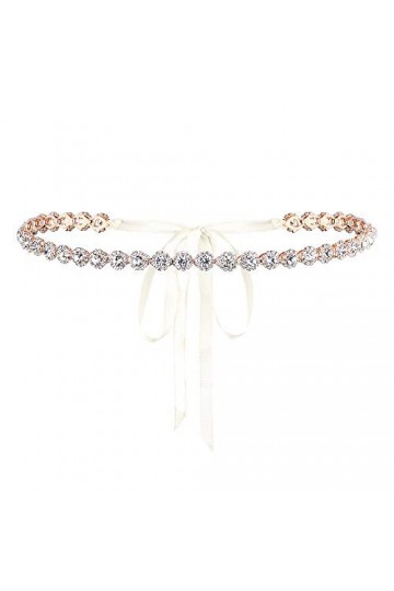 EVER FAITH Ceinture Femme Accessoire Bijou Style Simple Délicat Ajustable Robe Cérémonie Mariage Cristal Autrichien Strass Ru