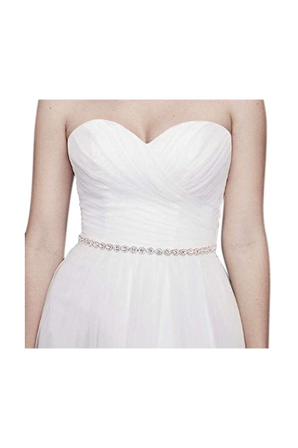 EVER FAITH Ceinture Femme Accessoire Bijou Style Simple Délicat Ajustable Robe Cérémonie Mariage Cristal Autrichien Strass Ru