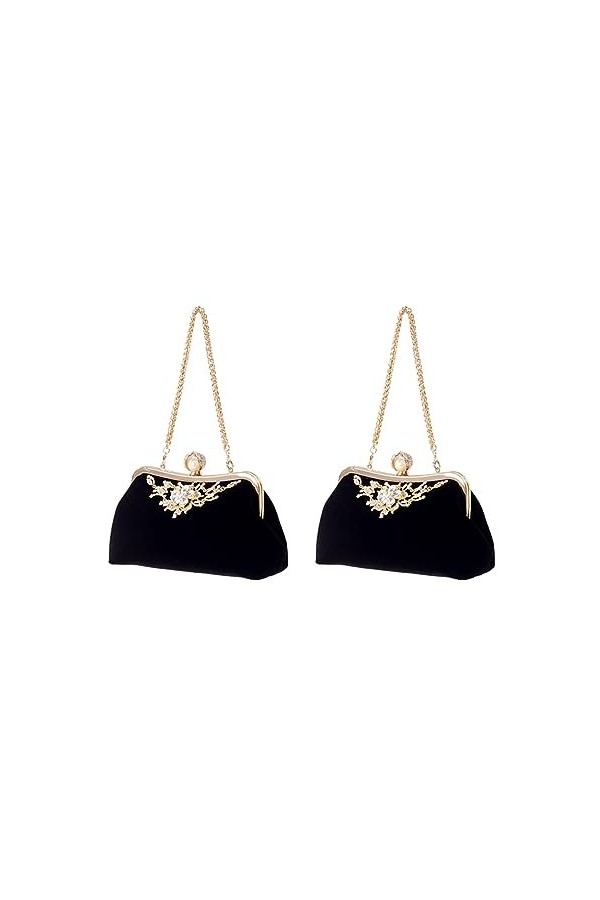 Balawin 2X pour Femme Perle Diamant Sac À Main Vintage Sac de Soirée En Fleur de Cristal Fête de Mariage Pochette de Mariée S