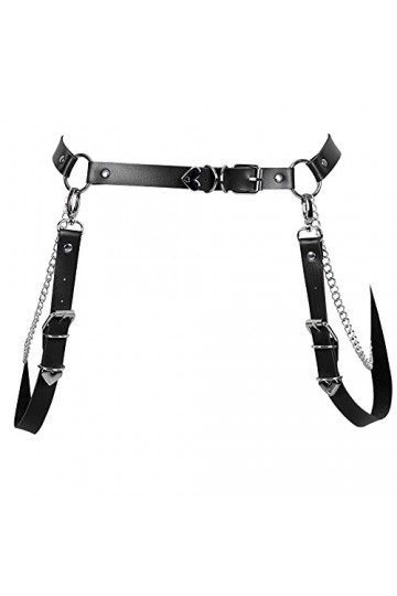 JMMHSS Punk Ceinture en cuir pour femme et fille, Noir , taille unique