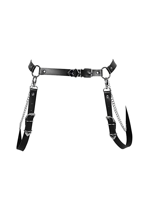JMMHSS Punk Ceinture en cuir pour femme et fille, Noir , taille unique