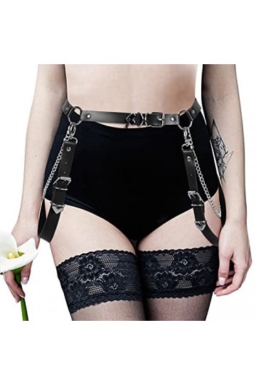JMMHSS Punk Ceinture en cuir pour femme et fille, Noir , taille unique