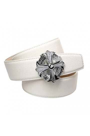 Anthoni Crown Ledergürtel Ceinture, Weiß, 80 Femme