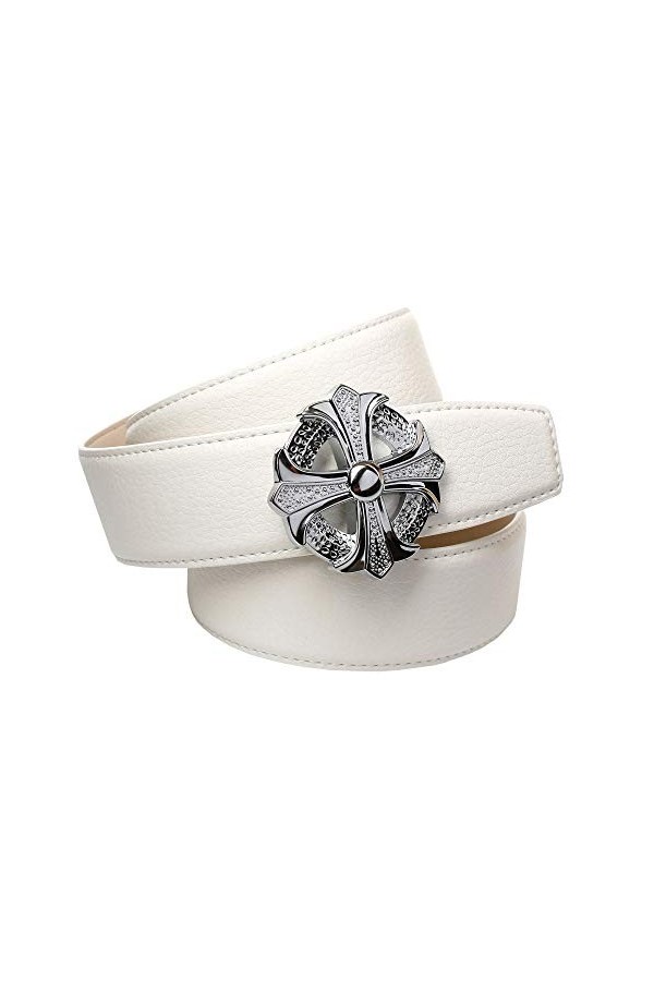Anthoni Crown Ledergürtel Ceinture, Weiß, 80 Femme