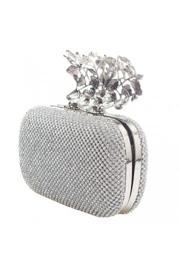 Balawin 2X Sac de Soiree Unique de Fermoir En Argent de Diamant Cristal, Pochette de la Fete Nuptiale Ou de Prom