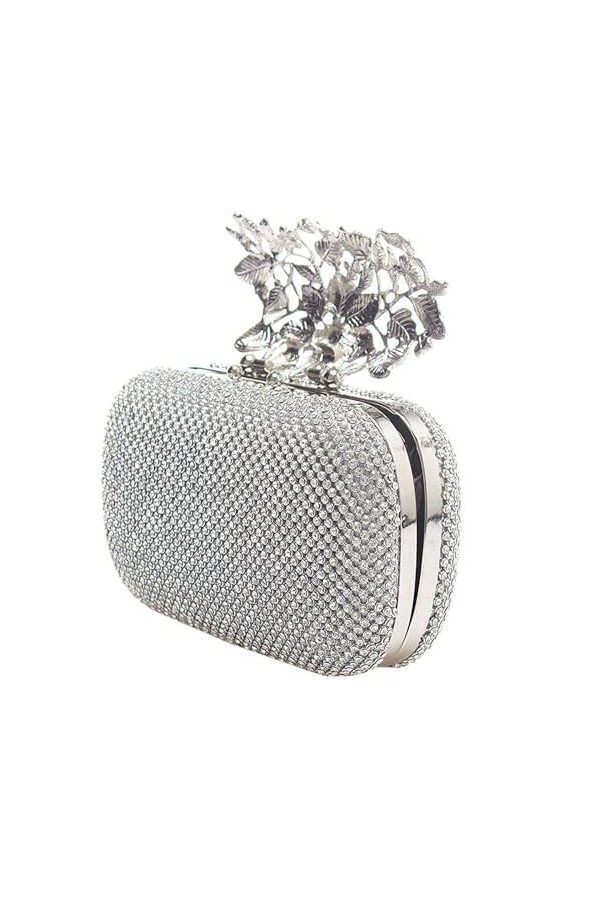 Balawin 2X Sac de Soiree Unique de Fermoir En Argent de Diamant Cristal, Pochette de la Fete Nuptiale Ou de Prom