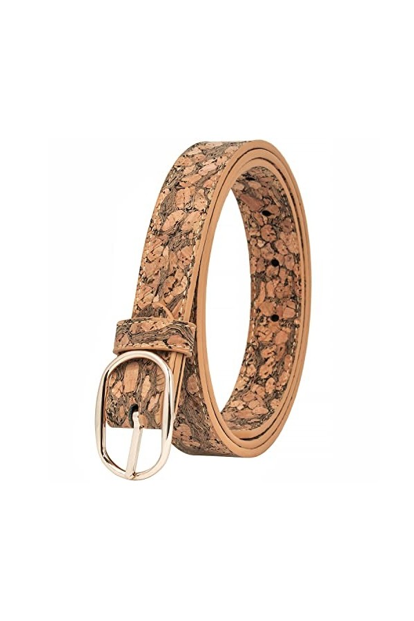 Simaru Ceinture en liège pour femmes : Élégance et durabilité avec boucle dorée, parfaite pour toutes vos tenues