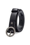 DORRISO Ceinture Femme Simple et à La Mode Ceinture Cuir avec Boucle Ronde pour Toutes Occasions,105CM 27-32 Inch ,Noir