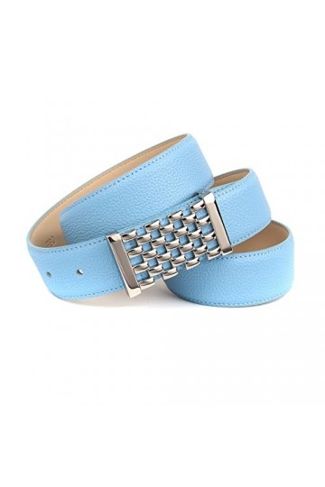 Anthoni Crown Ceinture en Cuir, Bleu Ciel, 95 cm Femme