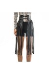 CHIC DIARY Ceinture large à franges, jupe punk gothique, ceinture décorative, ceinture à rivets, festival, tenue pour femme, 