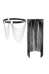 CHIC DIARY Ceinture à franges noire punk longue jupe + ceinture hip-hop avec chaîne gothique pour robe jean