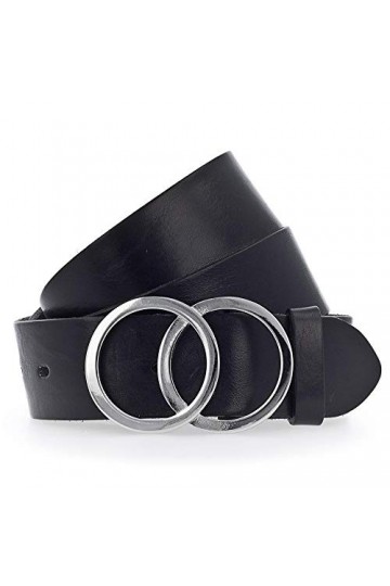 Vanzetti Ceinture pour femme en cuir lisse avec fermoir argenté 4 cm 80-105 cm - Noir - 100