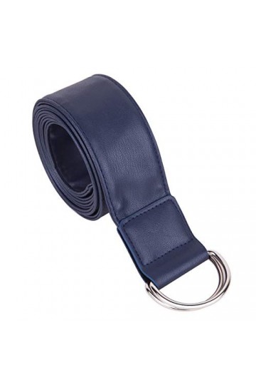 KYEYGWO Ceinture réglable en cuir PU Taille large pour robes avec double anneaux en D boucles - Bleu - Taille Unique