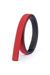 Vatees Sangle de ceinture de rechange en cuir véritable réversible pour femme sans boucle 20mm de large 95cm longue Rouge/No