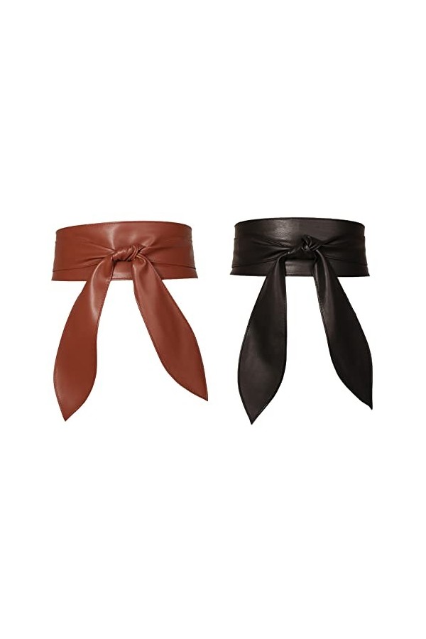 Maeau Ceinture Large Simili Cuir pour Femme Noir Brun Ceinture Obi Fille Ceinture Large en Cuir pour Robe Grande Taille Vinta