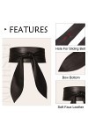 Maeau Ceinture Large Simili Cuir pour Femme Noir Brun Ceinture Obi Fille Ceinture Large en Cuir pour Robe Grande Taille Vinta