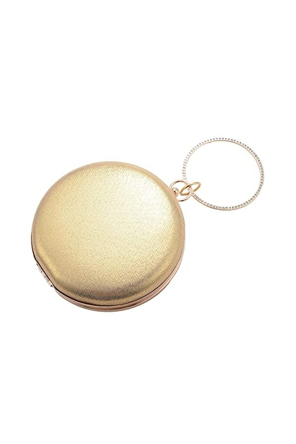 Vklopdsh Sacs de soirée pour femmes de forme ronde Diamants Attelages simples Chaîne Sacs à cape, or, Einheitsgrosse