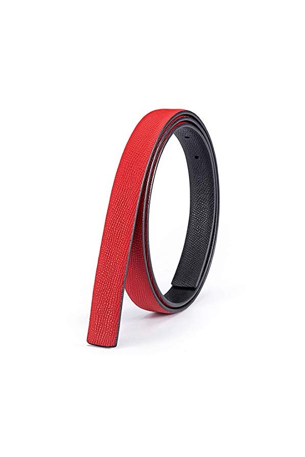 Vatees Sangle de ceinture de rechange en cuir véritable réversible pour femme sans boucle 20mm de large 95cm longue Rouge/No