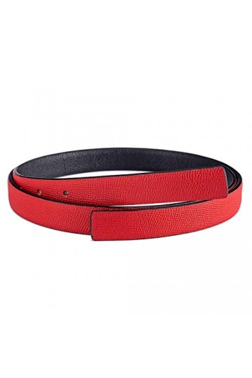 Vatees Sangle de ceinture de rechange en cuir véritable réversible pour femme sans boucle 20mm de large 95cm longue Rouge/No