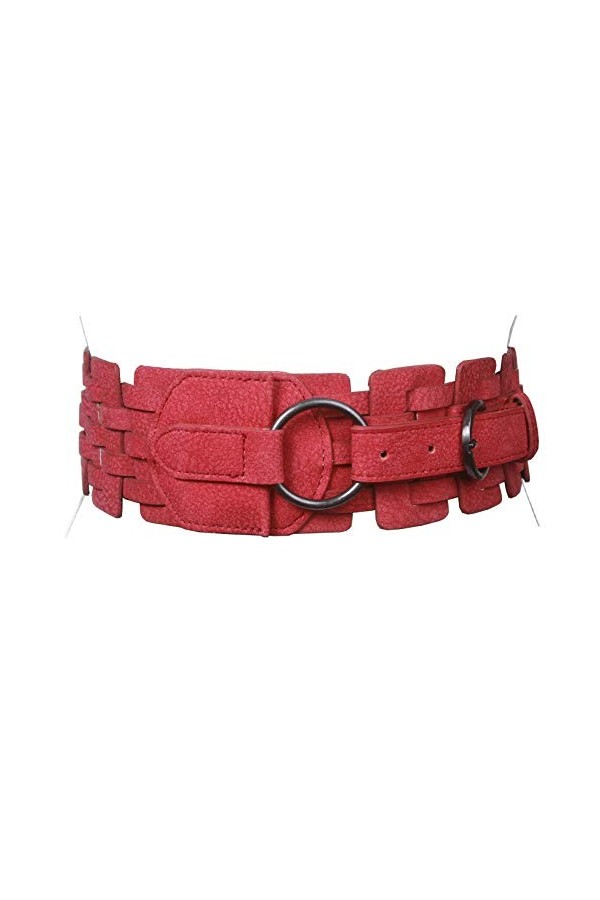 Ceinture élastique tressée à taille haute de 75 mm de large, Rouge, S/M 26/30"