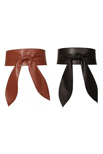 Maeau Ceinture Large Simili Cuir pour Femme Noir Brun Ceinture Obi Fille Ceinture Large en Cuir pour Robe Grande Taille Vinta