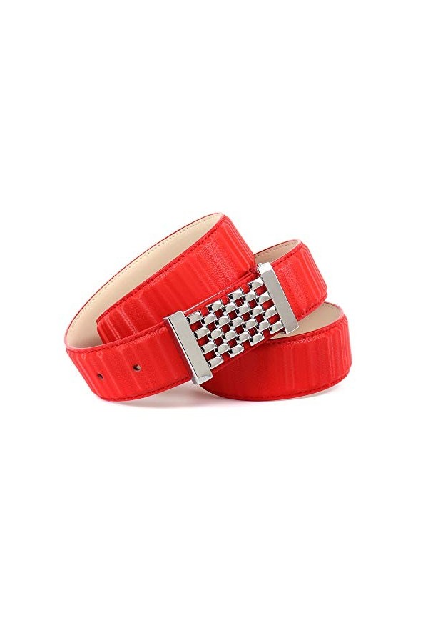 Anthoni Crown Ledergürtel Ceinture, Rouge, 110 cm Femme