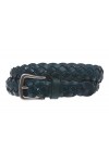 Ceinture en cuir tressé pour femme 2,8 cm - Bleu - L/XL - 40