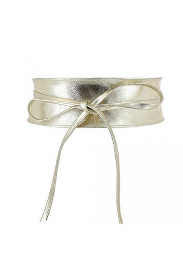 FASHIONGEN - Ceinture femme Obi en Véritable Cuir de Vachette Pleine Fleur, Ceinture pour robe, CASSIANE - Noir, S-M