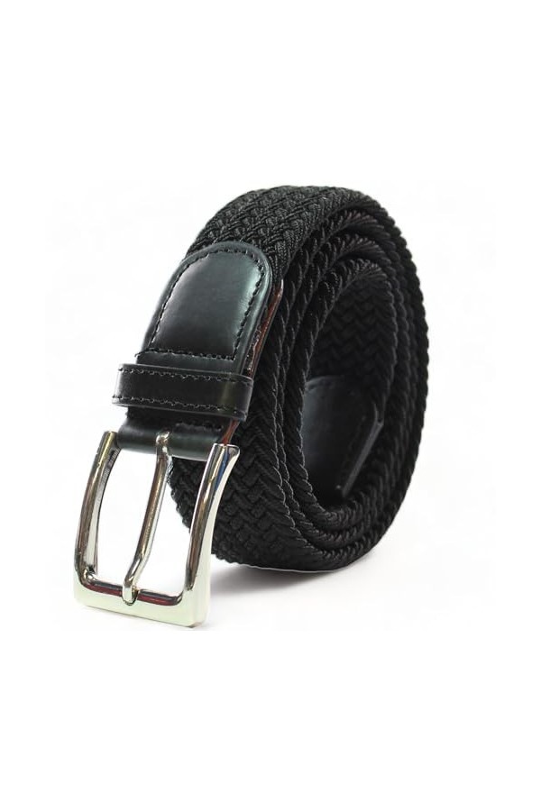 Safekeepers La Ceinture Élastique - Belt Tressée - Tissu Homme et Femme – Unisex – Haut Comfort Extensible, Noir, Taille: 135