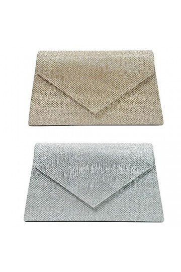 FUZYXIH Sac de soirée élégant pour femme - Pochette de mariage à paillettes - En forme denveloppe, abricot