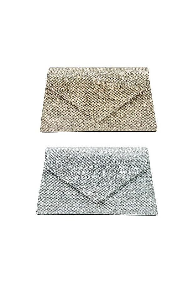 FUZYXIH Sac de soirée élégant pour femme - Pochette de mariage à paillettes - En forme denveloppe, abricot